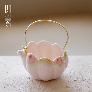 即素有田烧粉彩手绘万花公道杯高颜值铜提梁分茶器茶海精致泡茶器