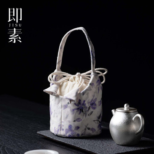 即素绮紫蔓雅棉麻茶事水桶包