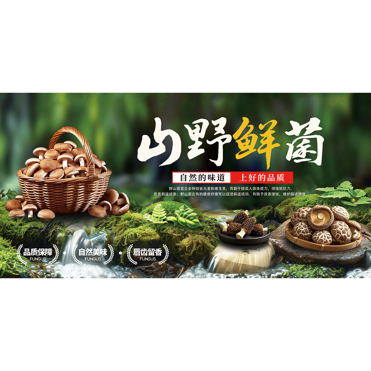 野山菌广告海报贴纸云南美食菜馆软装墙贴