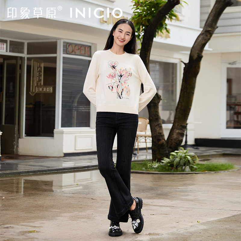 印象草原秋冬新款山羊绒圆领花卉刺绣羊绒衫套衫女长袖宽松毛衣,女装/女士精品,羊绒衫,淘宝优惠券,粉丝福利购,淘宝优惠卷