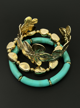 Vintage古着 Golden flower bracelet set手镯