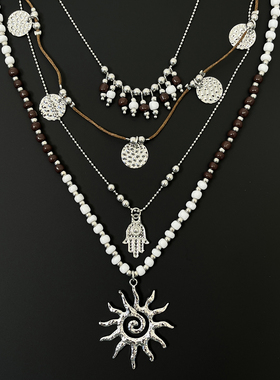 Vintage古着 Bohemian sun necklace项链