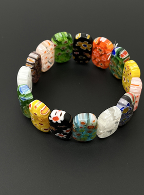 Vintage古着 Colored glass flower bracelet手链花色随机