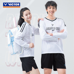 VICTOR胜利威克多羽毛球服男女长袖休闲针织运动T恤圆领卫衣55102