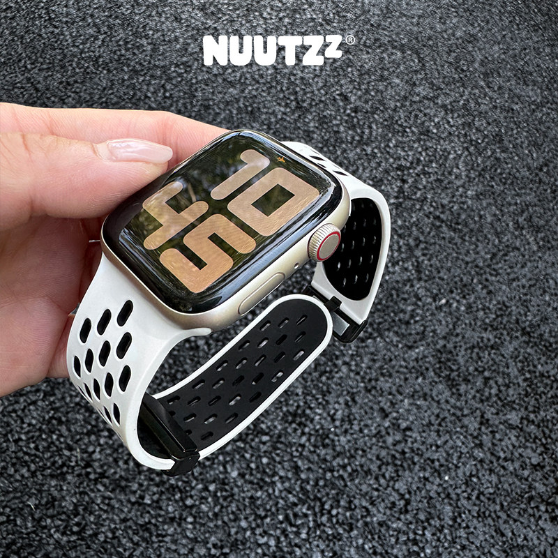 NUUTZz新款s10运动硅胶表带磁吸iwatch手表带适用s11苹果手表带applewatch男女款ultra创意49mm透气se夏季s9