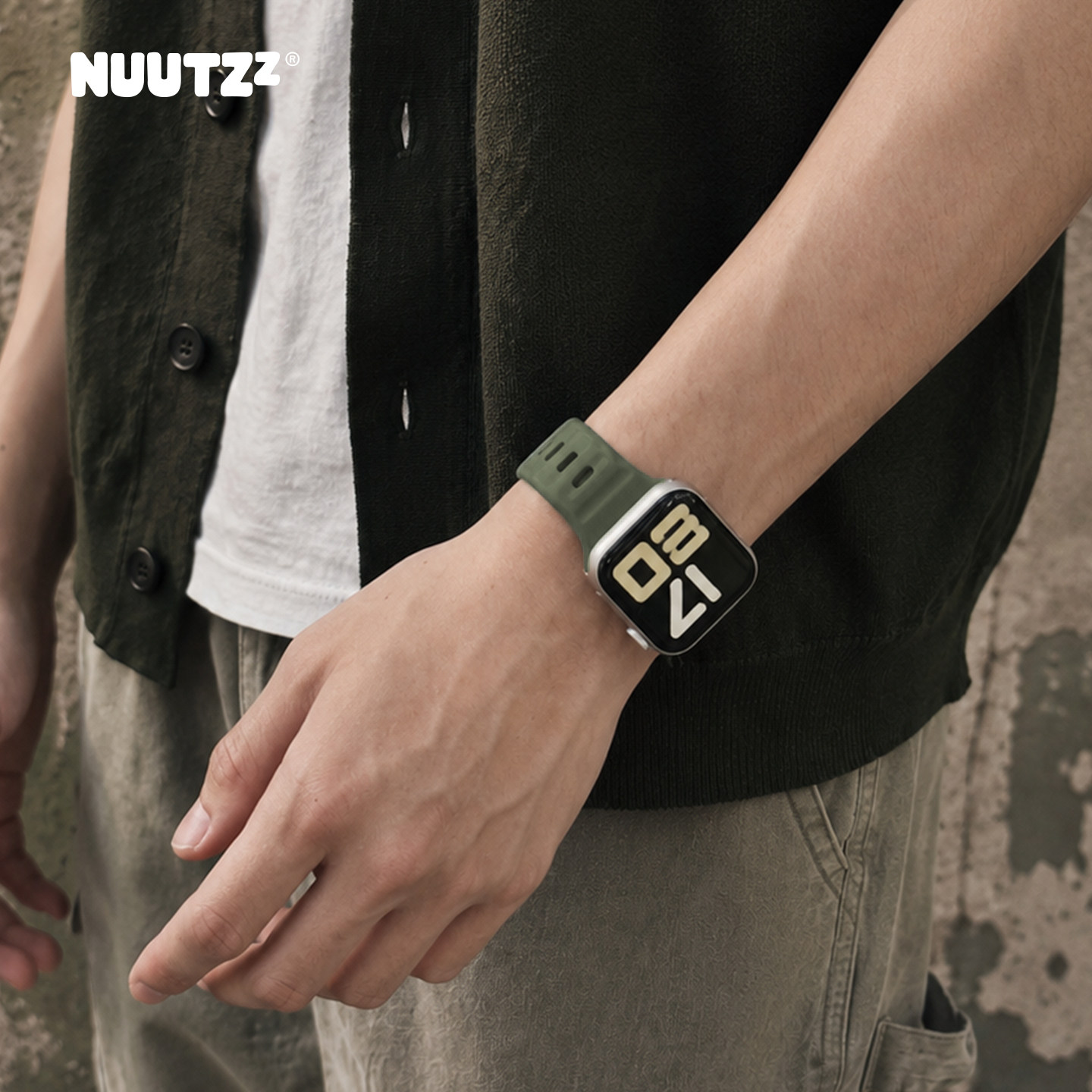 NUUTZz新款运动硅胶iwatch手表带适用苹果s11小众applewatch男女s10高级ultra创意49mm夏季se透气46mm腕带