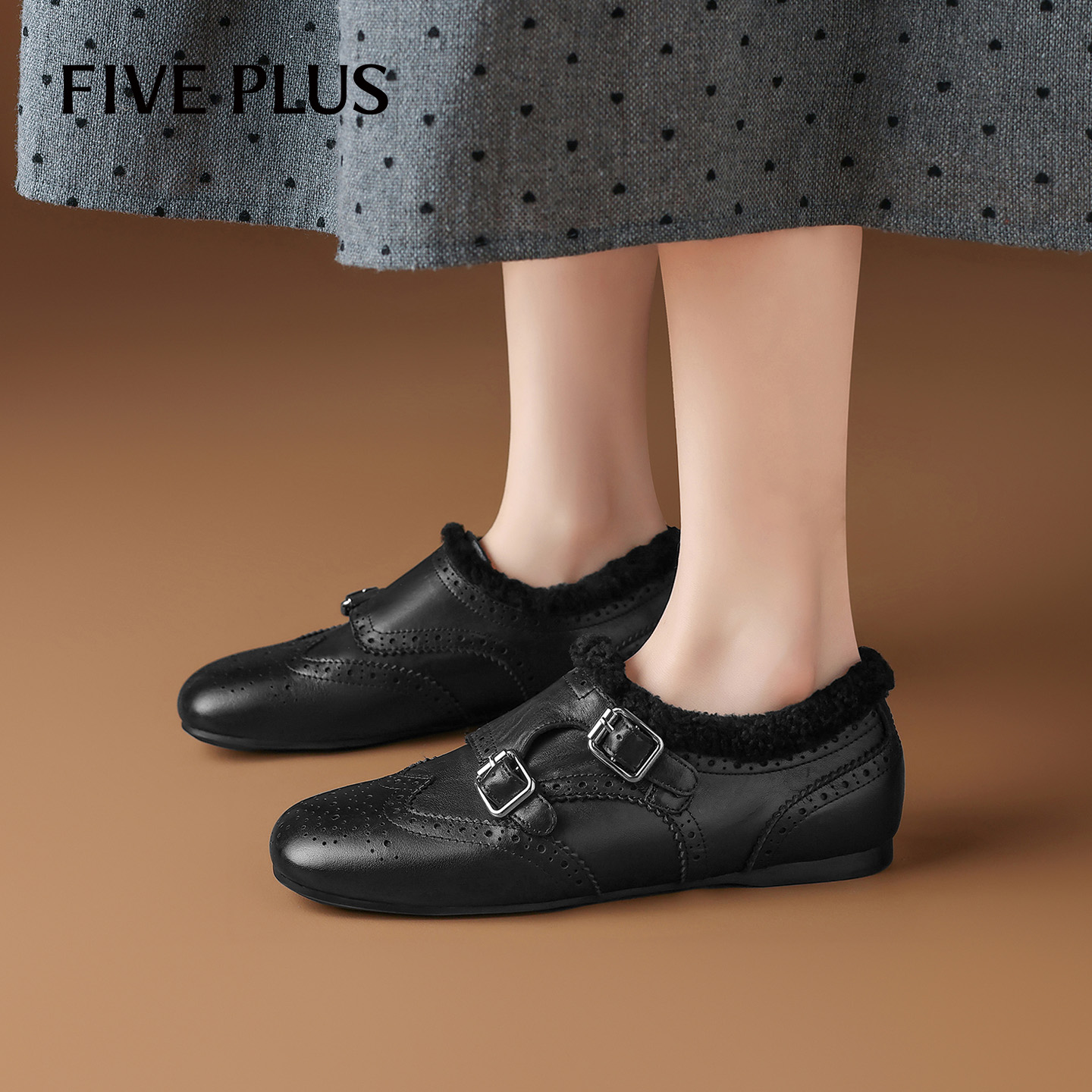 FIVEPLUS真皮小皮鞋女