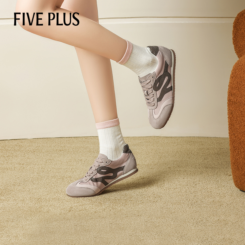 FIVEPLUS粉色德训鞋ins百搭