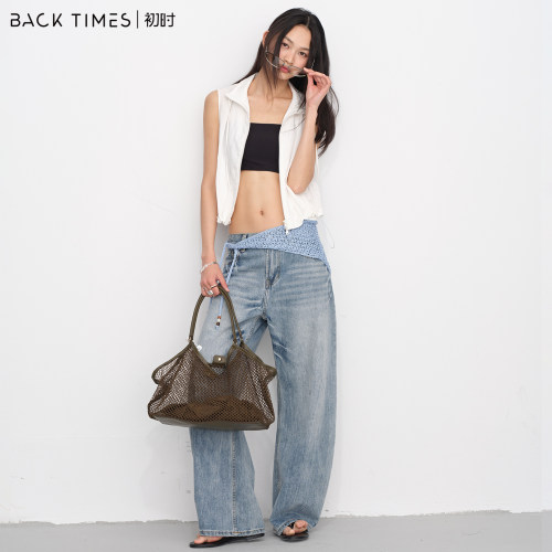 初时 BACK TIMES｜抽绳款马甲 轻薄透气拉链无袖外穿防晒坎肩上衣