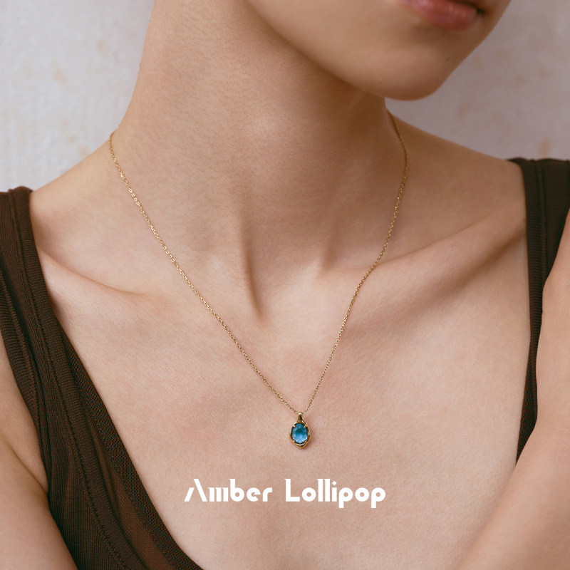 Amber Lollipop托帕石项链女轻奢小众吊坠锁骨颈链26新款生日礼物