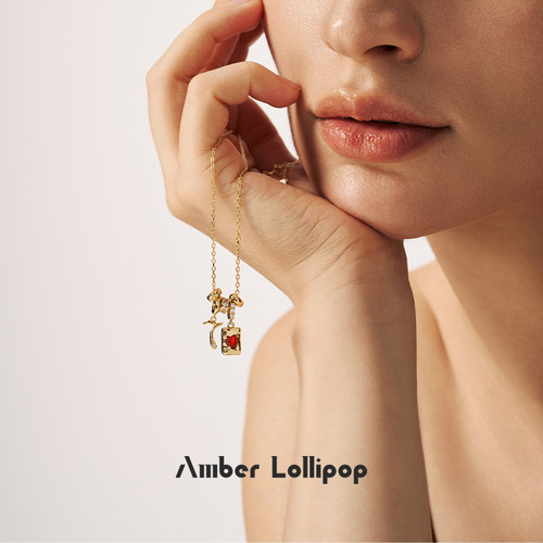 王玉雯同款Amber Lollipop生辰石项链女款轻奢宝石颈链生日礼物