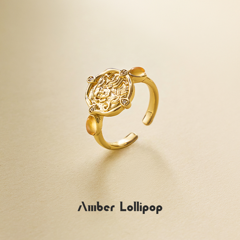 天然黄水晶戒指女小众设计