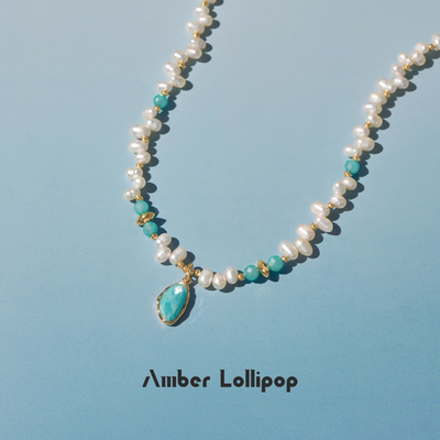 AmberLollipop淡水珍珠项链女