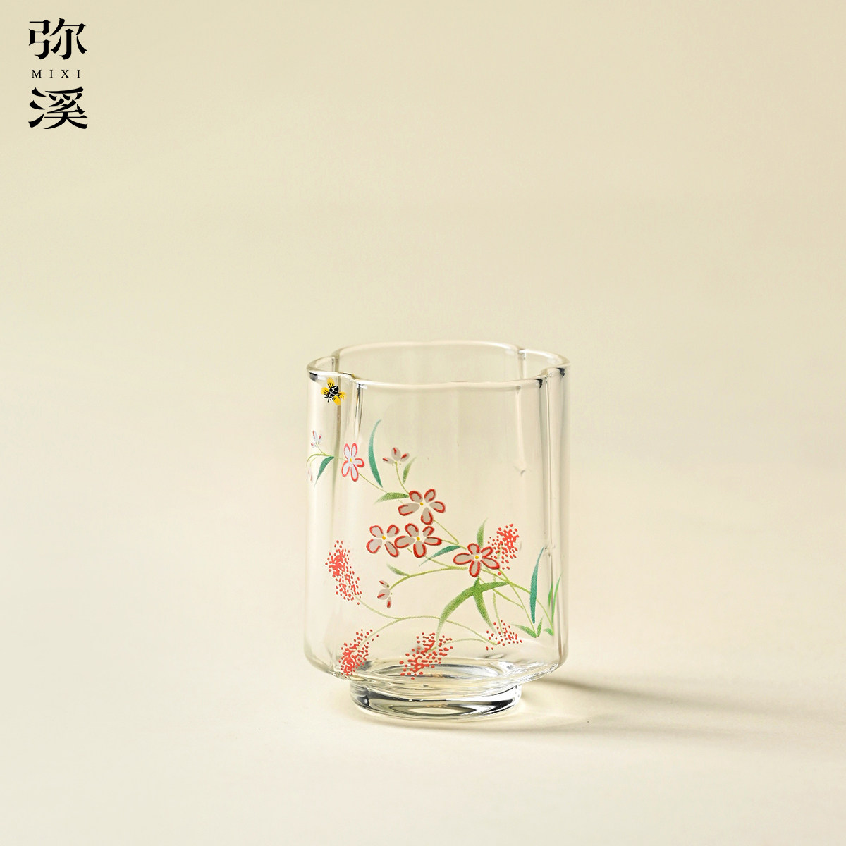 弥溪小清新繁花似锦玻璃杯家用高颜值茶杯高档精致不烫手水杯茶具