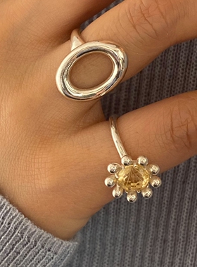 雏菊仿黄钻银色戒指爆款时尚百搭