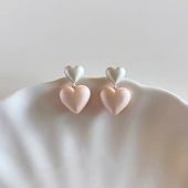 粉色珐琅爱心耳环女2025新款 轻奢小众设计高级感甜美精致耳钉耳饰