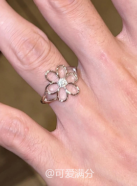 清冷感银色镂空雏菊戒指小众百搭