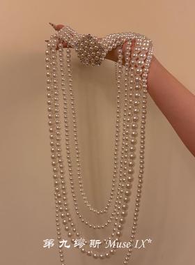 巨出片！法式复古多层仿珍珠项链