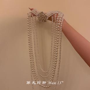 毛衣链 复古多层仿珍珠项链叠戴轻奢精致气质中古长款 巨出片 法式