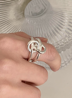 清冷感ins风银色缠绕结环扣戒指