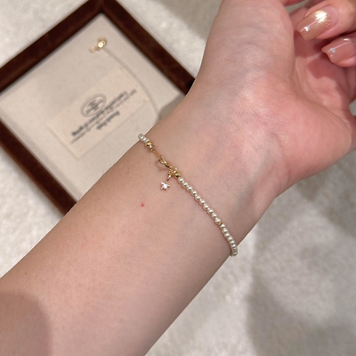 法式mini仿珍珠星星手链简约气质