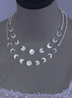 清冷感月牙仿珍珠项链独特巨好看