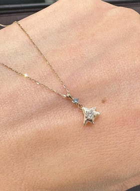 独特不规则金色幸运星项链设计感