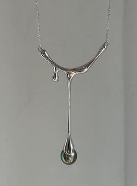 中古Vintage水滴彷珍珠流苏项链