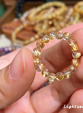 金发晶转运珠戒指高级感百搭复古