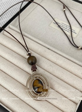 秋冬复古仿虎眼石项链高级感小众