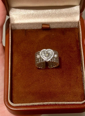 中古Vintage镂空爱心仿珍珠戒指