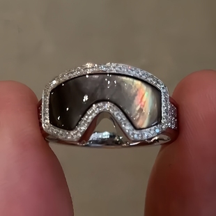 好特别 渐变仿天然鲍贝母滑雪镜戒指独特小众叠戴潮酷指环食指戒