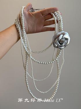 美神降临法式多层叠戴仿珍珠项链