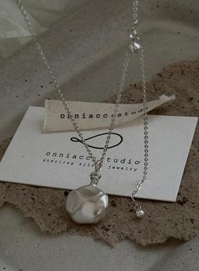 金属感锤纹水壶项链轻奢小众简约