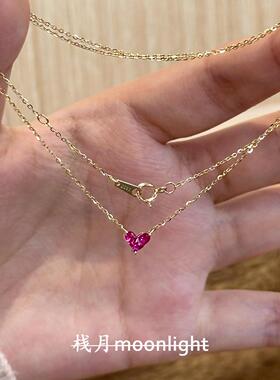 轻奢树莓红爱心项链简约细款颈链