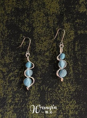 复古宫廷风波浪圆珠耳环独特轻奢冷淡风耳钉高级感2025巨好看耳饰