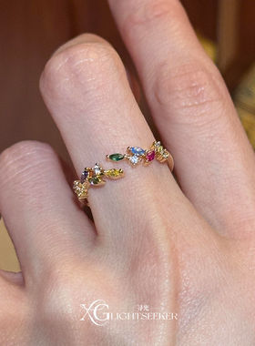 爆闪多巴胺彩色麦穗戒指精致漂亮