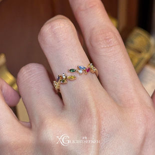 爆闪多巴胺彩色麦穗戒指精致独特漂亮指环2026巨好看高级感食指戒