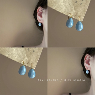 设计耳饰 独特漂亮耳环高级感法式 糖果色水滴耳环简约2025新款 爆款