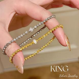 金色花球串珠手链复古简约时尚 高级感轻奢小众设计精致百搭手饰女