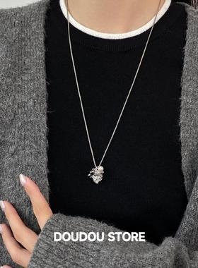 不规则液态银色彷珍珠蛇骨链小众