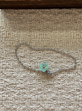 手作薄荷绿花朵串珠手链春夏百搭