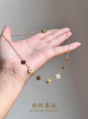 复古金色雏菊花朵项链女小众设计简约高级感锁骨链甜美风百搭颈链