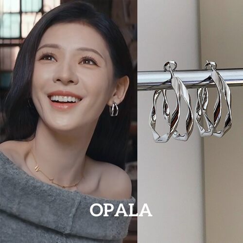深情眼张予曦同款双层素圈耳环女