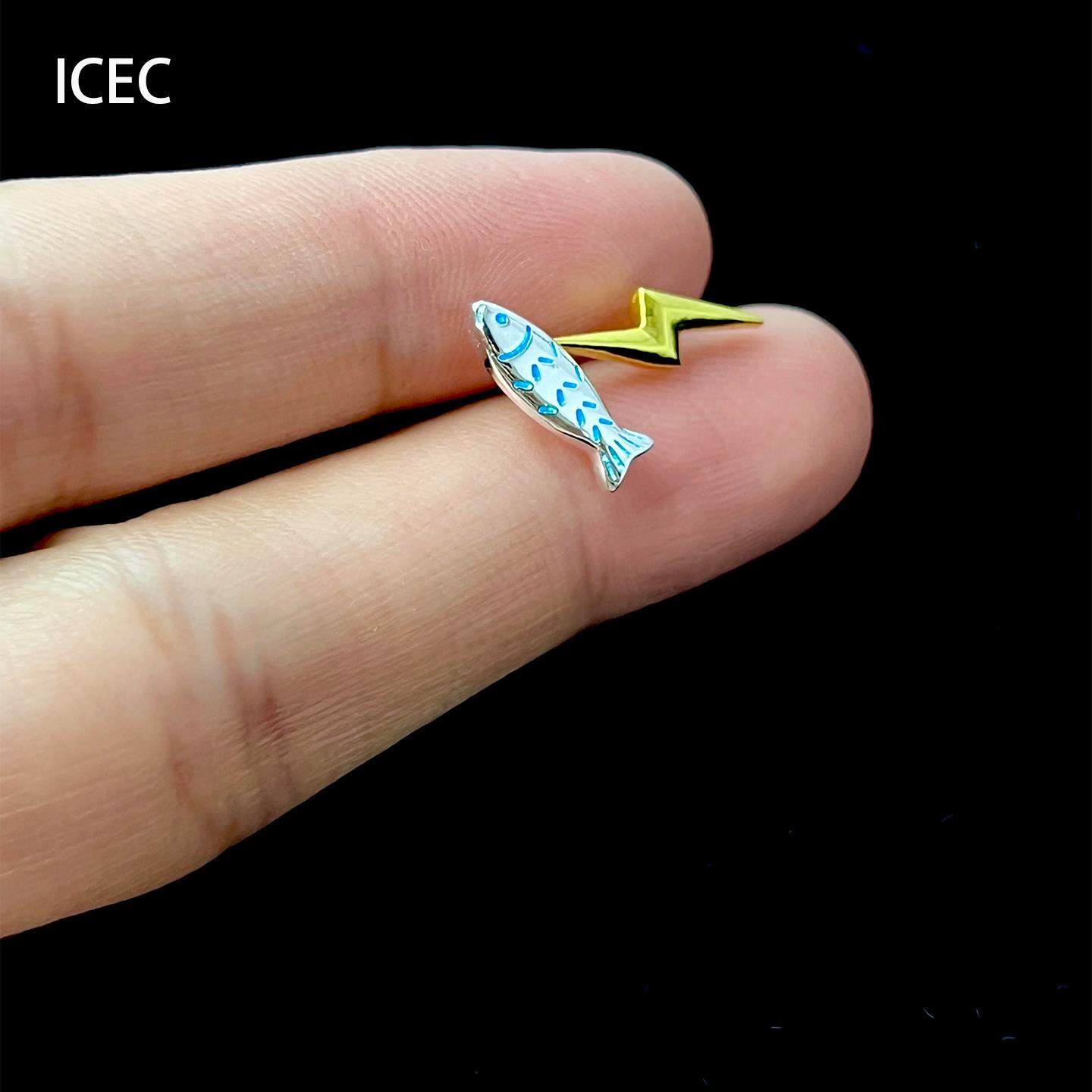 蓝色闪电小鱼不对称耳钉甜美可爱日常百搭通勤时尚小巧养耳洞耳饰,饰品/流行首饰/时尚饰品新,耳钉,淘宝优惠券,粉丝福利购,淘宝优惠卷