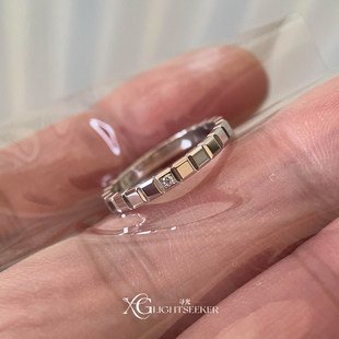 清冷感银色爆闪小方块戒指韩系简约风精致微镶锆石食指戒