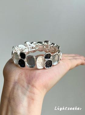 中古不规则方形拼接手镯时尚精致