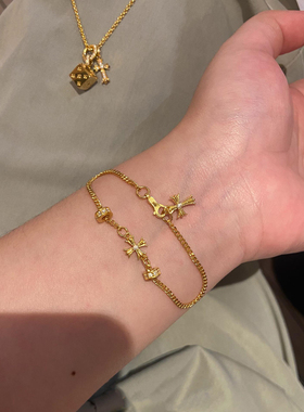 不掉色十字架手链百搭轻奢高级感