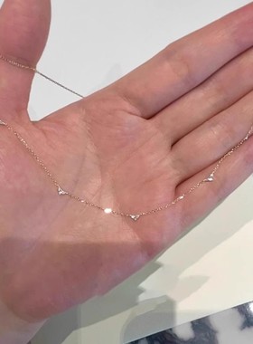 极细款mini爱心闪钻项链极简百搭