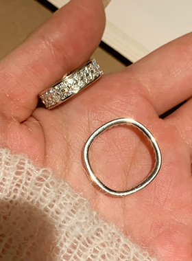 爆闪仿钻方圆圈宽面戒指复古精致